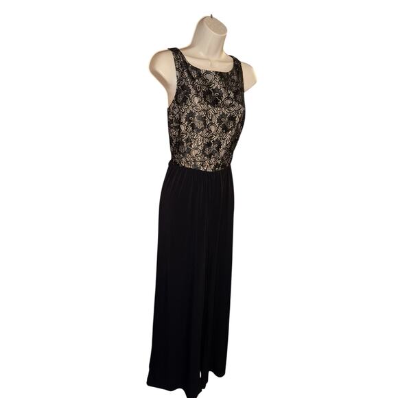 Calvin Klein Black stretch lace top special occasion jumpsuit size 6 - Picture 2 of 5